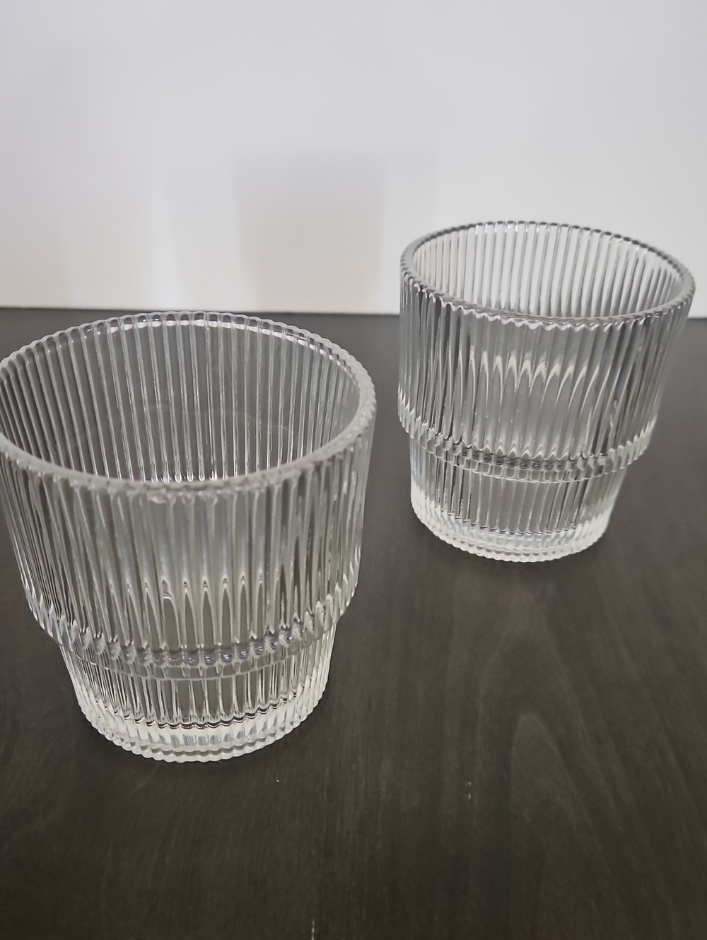 Crate&Barrel Set Of 2 Atwell 11-Oz. Stackable Ribbed Double Old Fashioned Glass